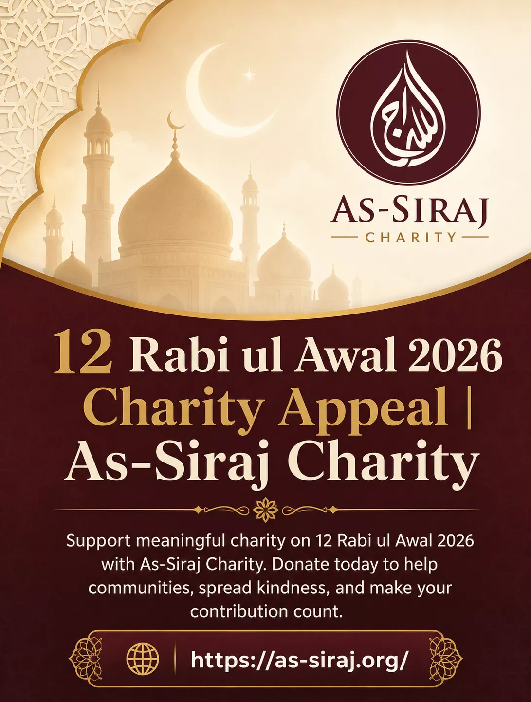 12 Rabi ul Awal 2026 Charity Appeal | As-Siraj Charity