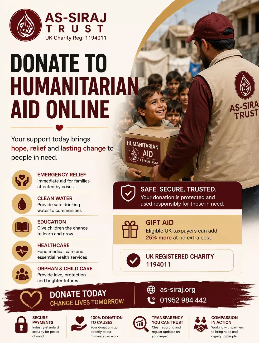 Donate to Humanitarian Aid Online | As-Siraj Trust