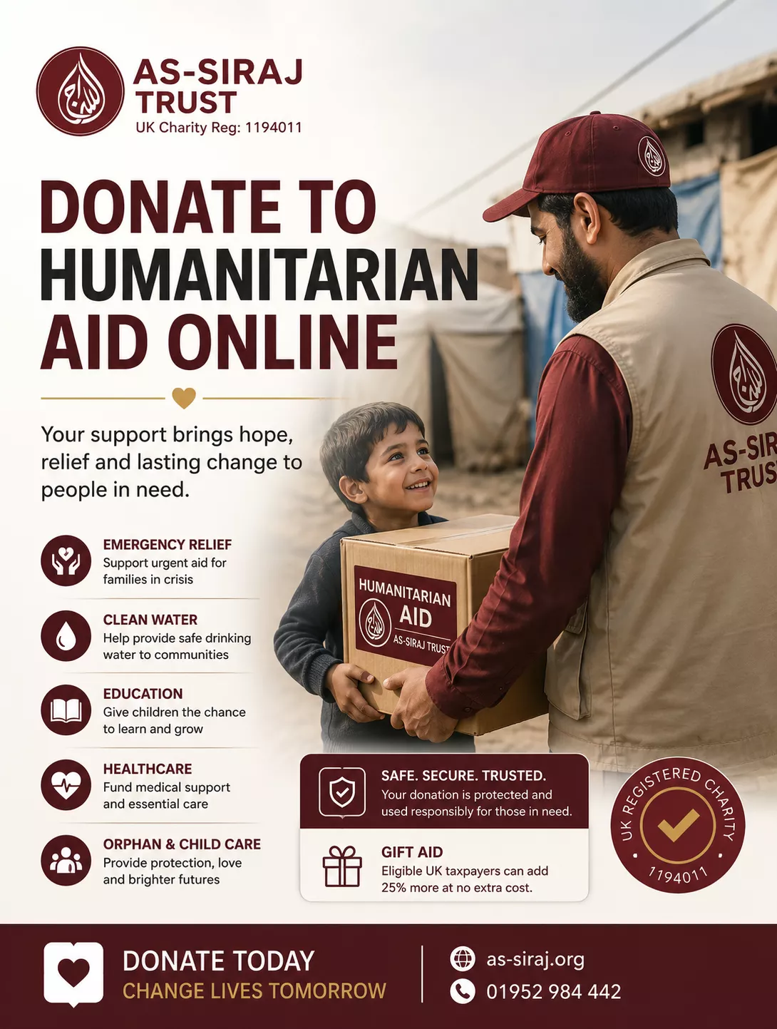 Donate to Humanitarian Aid Online | As-Siraj Trust