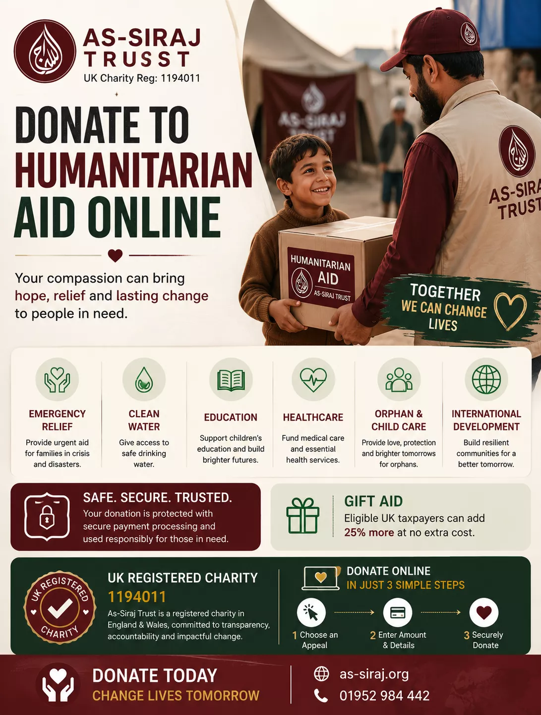 Donate to Humanitarian Aid Online | As-Siraj Trust