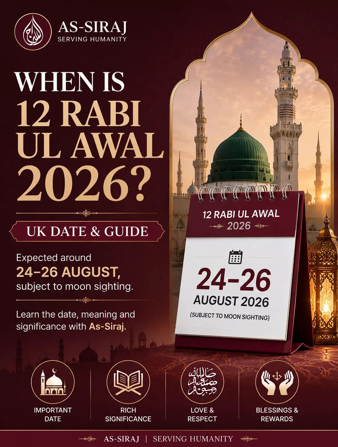 When Is 12 Rabi ul Awal 2026? UK Date & Guide | As-Siraj