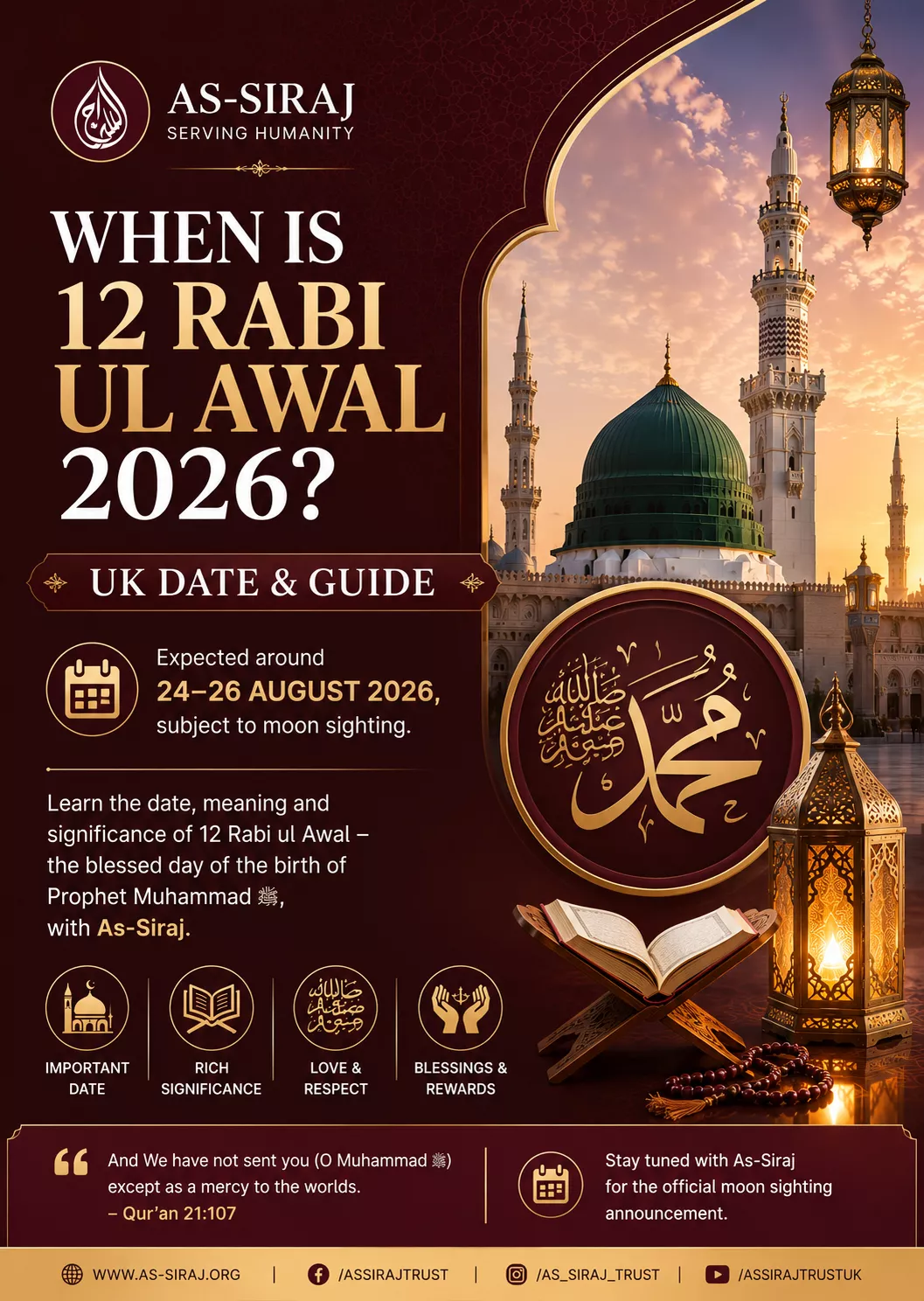 When Is 12 Rabi ul Awal 2026? UK Date & Guide | As-Siraj