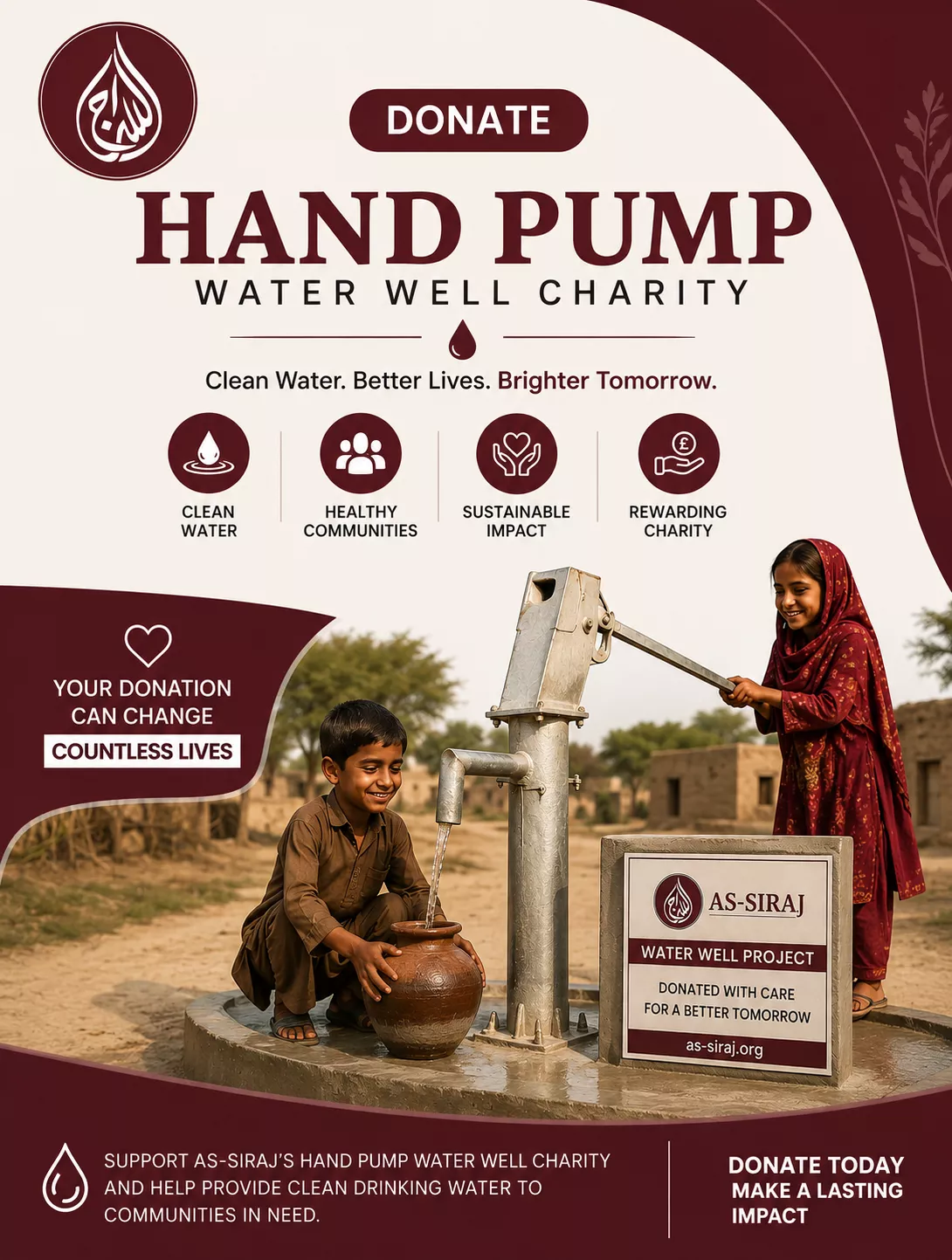 Donate Hand Pump Water Well Charity | As-Siraj