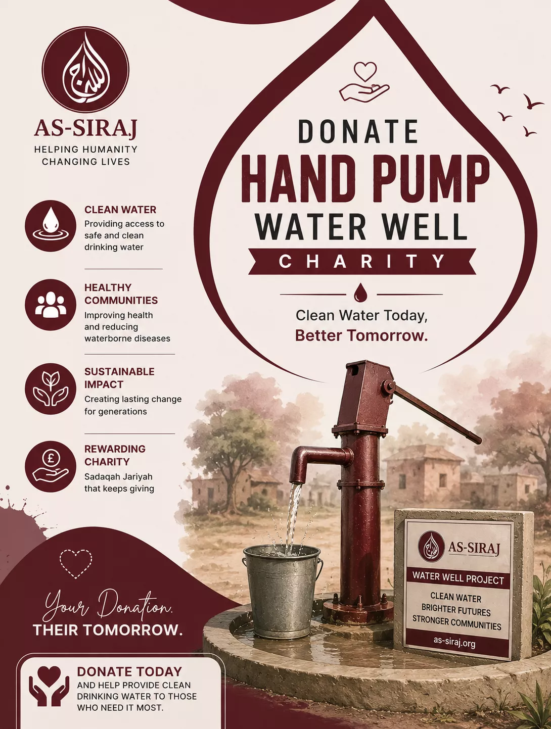 Donate Hand Pump Water Well Charity | As-Siraj
