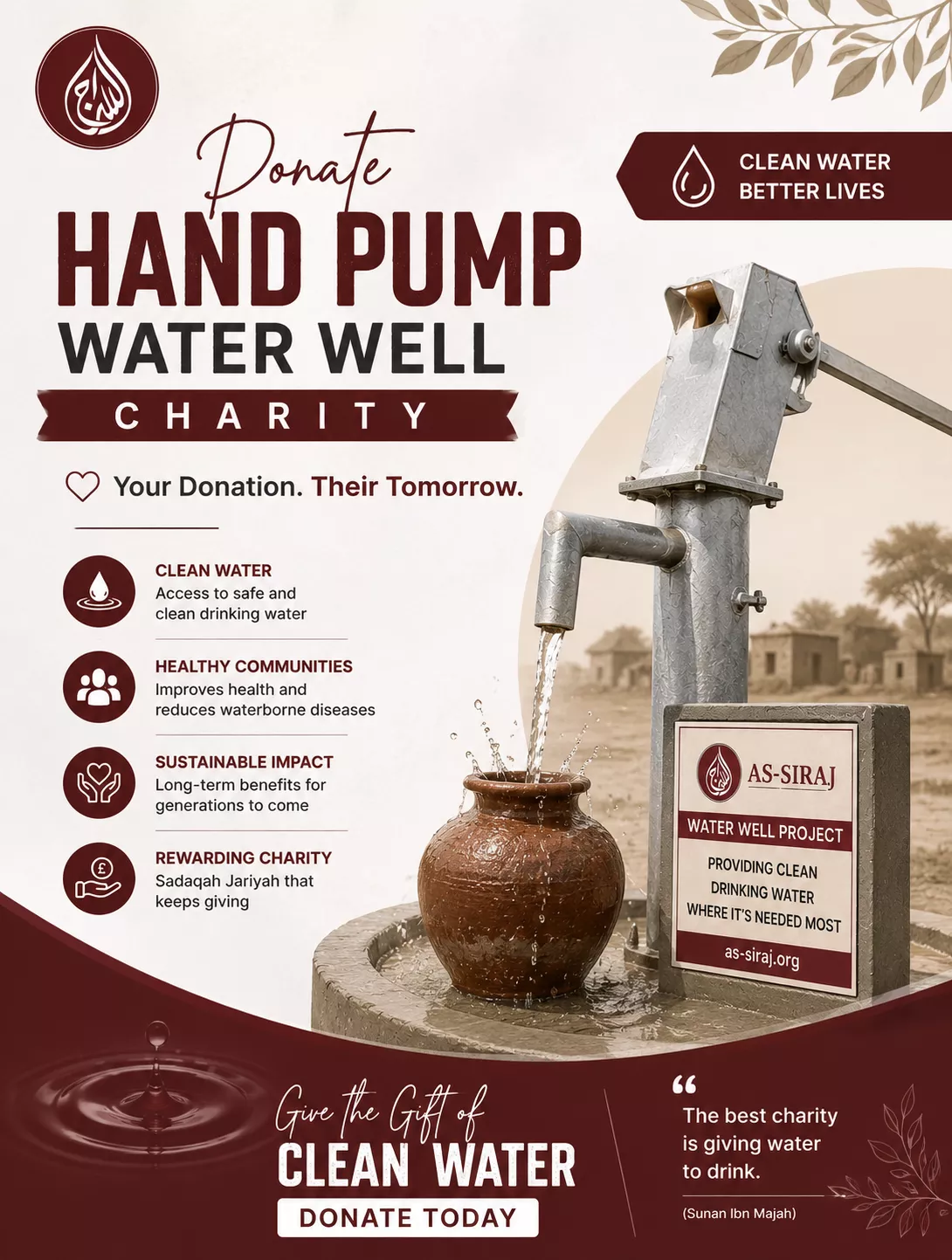 Donate Hand Pump Water Well Charity | As-Siraj